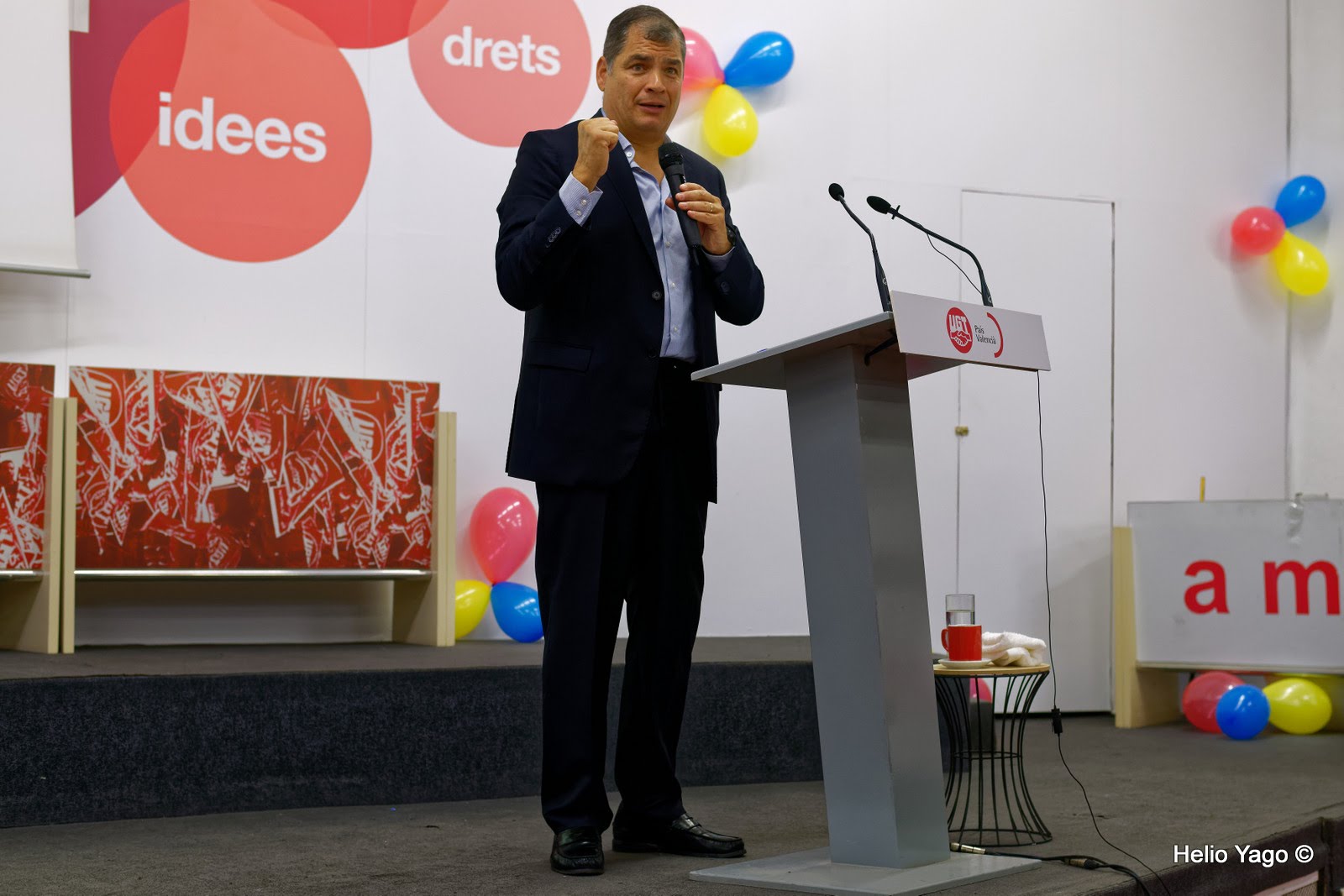 Rafael Correa en Valencia (Sede de UGT)