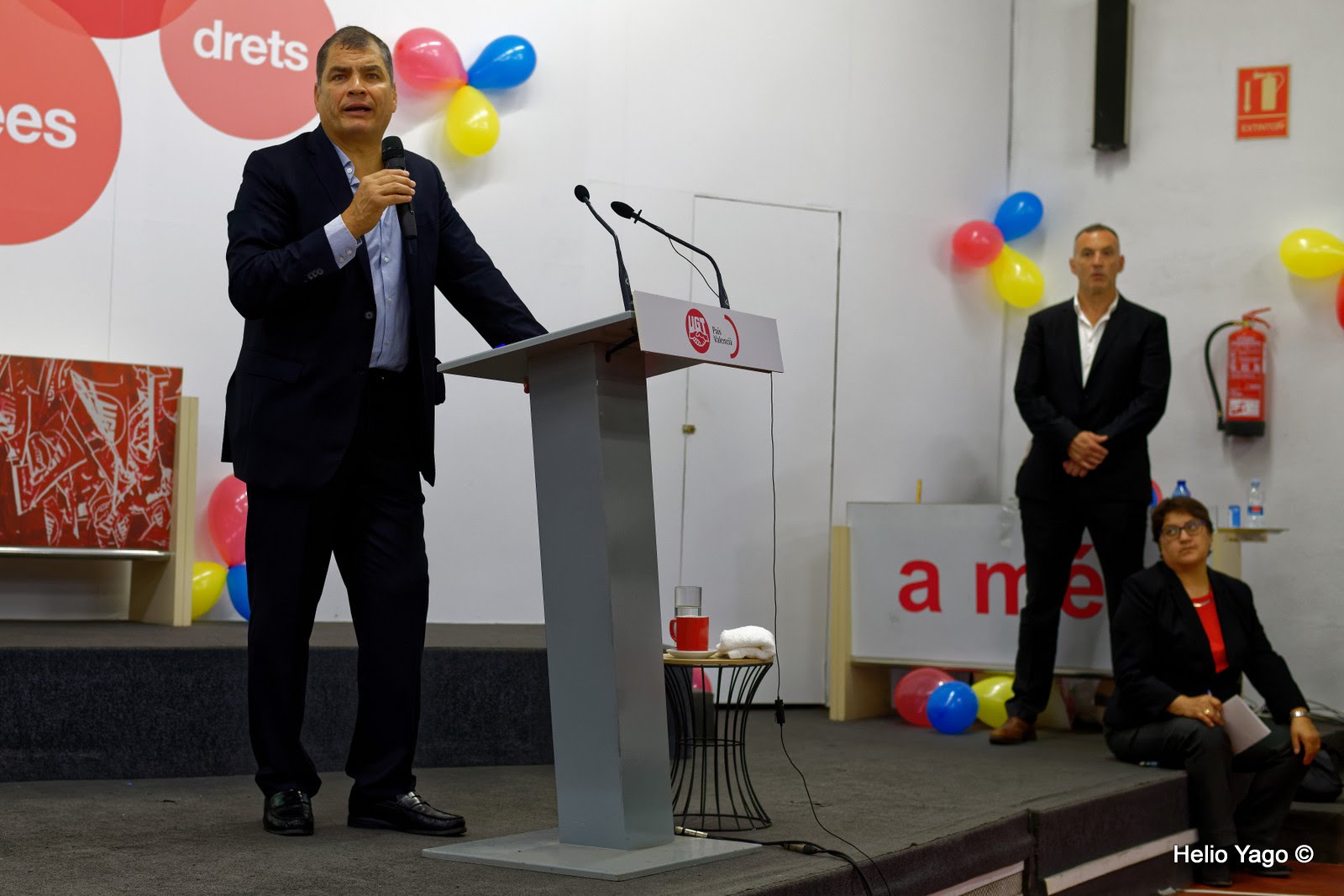 Rafael Correa en Valencia (Sede de UGT)