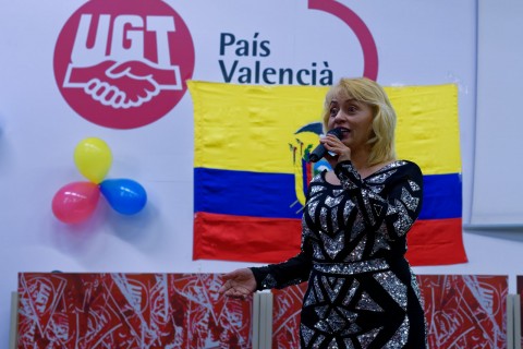 Rafael Correa en Valencia (Sede de UGT)