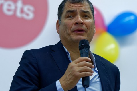 Rafael Correa en Valencia (Sede de UGT)