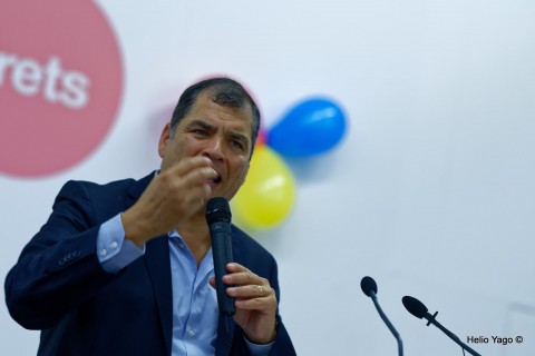 Rafael Correa en Valencia (Sede de UGT)