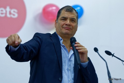 Rafael Correa en Valencia (Sede de UGT)