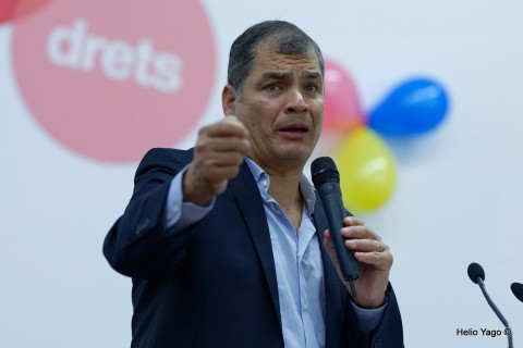 Rafael Correa en Valencia (Sede de UGT)