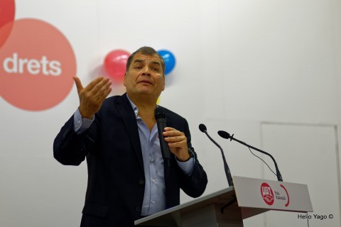 Rafael Correa en Valencia (Sede de UGT)
