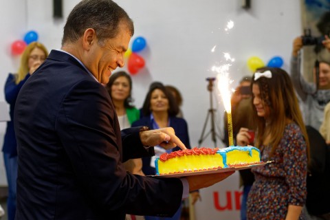 Rafael Correa en Valencia (Sede de UGT)
