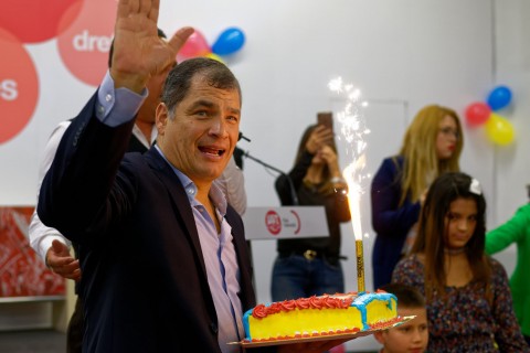 Rafael Correa en Valencia (Sede de UGT)