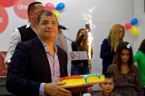 Rafael Correa en Valencia (Sede de UGT)