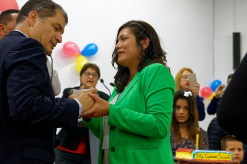 Rafael Correa en Valencia (Sede de UGT)