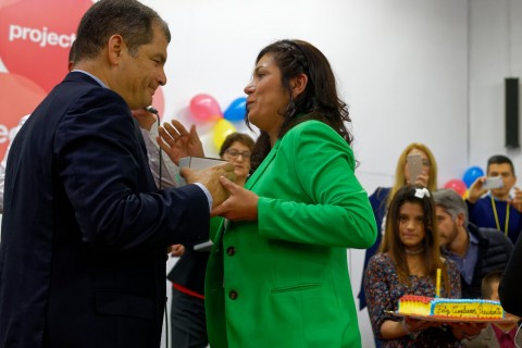 Rafael Correa en Valencia (Sede de UGT)